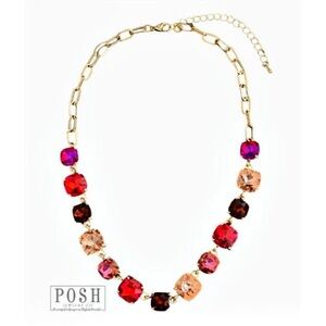 BRAND NEW WITH TAGS Square Rhinestone Chain Statement Necklace